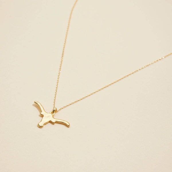 Bold Longhorn Charm Gold-Dipped Short Necklace