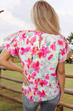 Flutter Sleeve Round Neck Casual Blouse