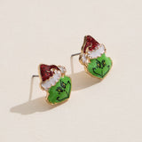 Green Monster Holiday Stud Earrings with Titanium Posts