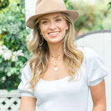 Mother Of Pearl Pave Circle Toggle Necklace