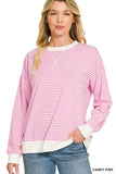 Striped Rib Banded Pullover Zenana