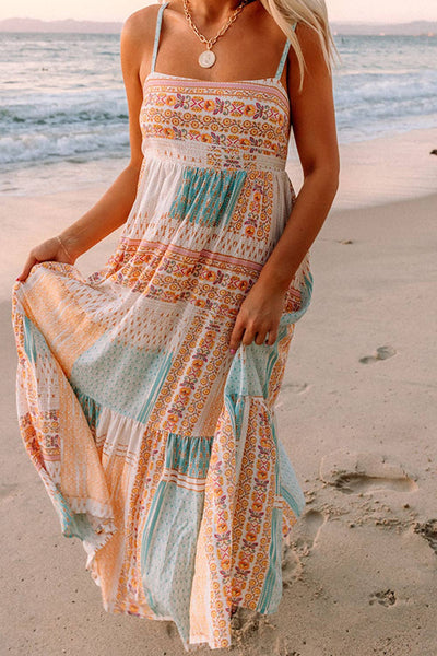 Boho Floral Square Neck Summer Sundress