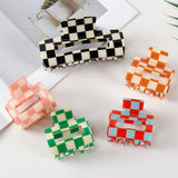 Checkered Different Size Claw Hair Clip Set