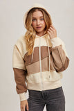 ZIPPER FRONT PATCHWORK LANDSCAPE HOODIE JACKET