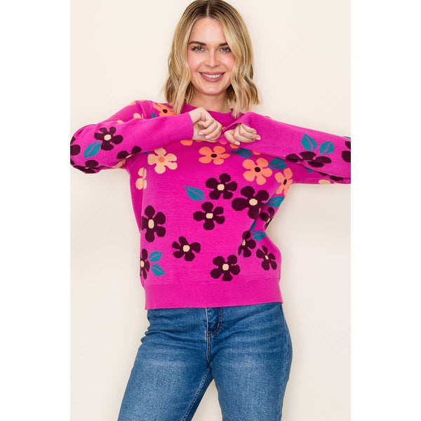 FLORAL JACQUARD HEAVY SWEATER