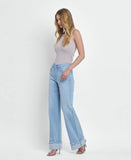SUPER HIGH RISE CUFFED BAGGY WIDE JEANS F5796