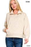 Libby Scuba Half Zip Pullover - Beige