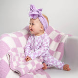 Myla Purple Checks PLUSH BLANKET