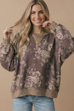 Floral Oversized Fit Color Block Pullover