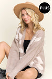 PLUS PUFF CHECKER SWEATER CARDIGAN - Taupe