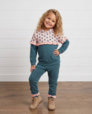Girls Molly Teal Bloom Floral Winter Fall Hooded Sweat Set