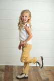 Kids Mustard Khaki Denim Cargo Jean Pants With Pockets