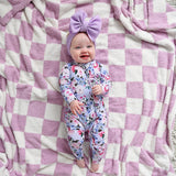Myla Purple Checks PLUSH BLANKET