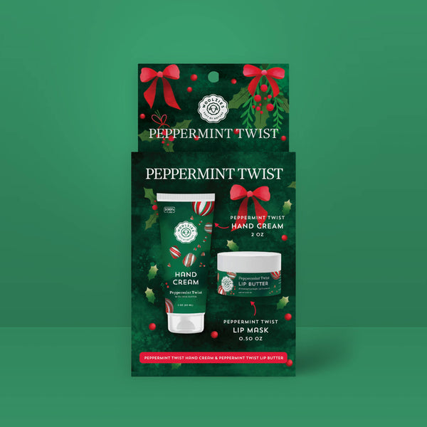 Peppermint Twist Hand Cream & Lip Mask Duo – Holiday Set