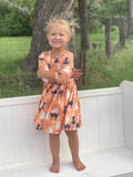 Spooky Kitty 3/4 Sleeve Pocket Twirl Dress