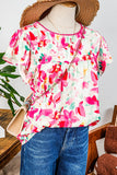 Flutter Sleeve Round Neck Casual Blouse