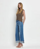 HIGH RISE MEDIUM WASH CUFFED WIDE JEANS F5890