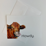 Flat Note Cards with Cow Artwork | Set of 8 Cards & Envelopes
