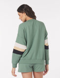 Vintage Oversized Crew: Sage/Tonal Stripes