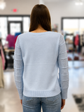 POINTELLE STRIPED SWEATER - Chambray