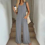 Spring Summer Casual Loose Strap Jumpsuit for Women