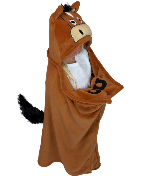 Wearable Hooded Fleece Blankets For Kids - Horse
