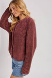 BUTTON DOWN SLOUCHY WASHED CHUNKY KNIT SWEATER CARDIGAN