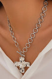 NOTABLE HAMMERED CROSS FRONT TOGGLE NECKLACE | 40NK9474