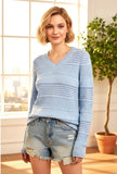 POINTELLE STRIPED SWEATER - Chambray
