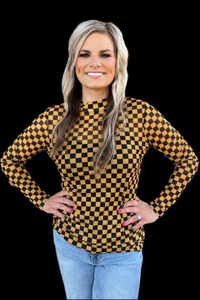 Pep Rally Mesh Top Gold & Black