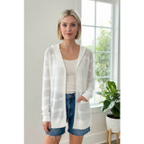 POINTELLE HOODIE CARDIGAN - off white