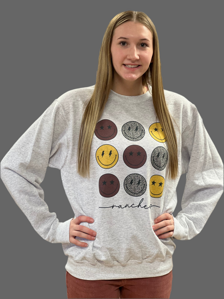 Leopard Smiley Ranchers Crewneck