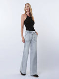 HIGH RISE UTILITY POCKET DRAWSTRING WIDE LEG JEANS