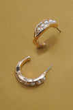INTERTWINED PEARL HOOP TITANIUM POST EARRINGS