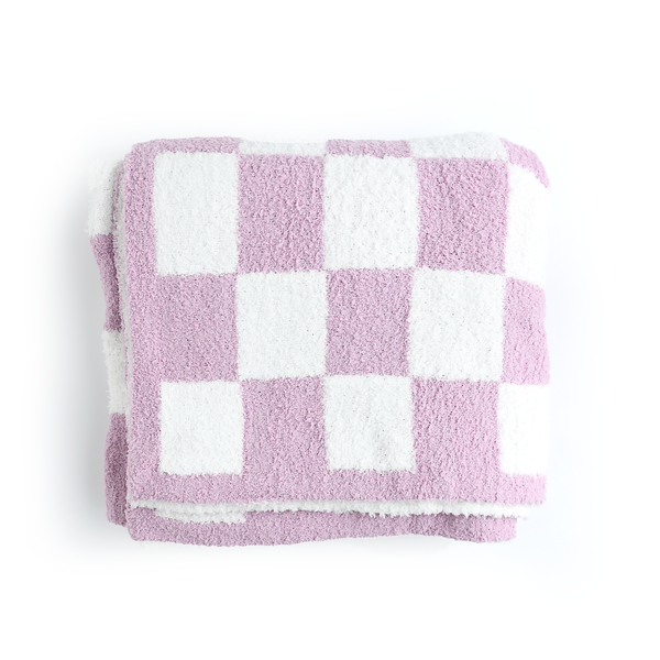 Myla Purple Checks PLUSH BLANKET