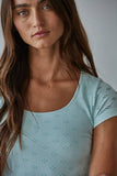 Seamless Eyelet Round Neck Short Sleeve Top