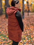 Autumn Puffer Long Vest - Brick