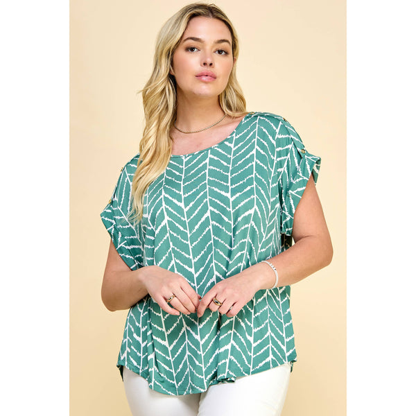 PLUS SIZE SHORT SLEEVE DOLMAN TOP