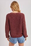 BUTTON DOWN SLOUCHY WASHED CHUNKY KNIT SWEATER CARDIGAN