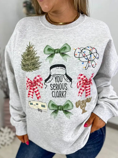 Christmas Vacation Coquette Ash Gray Graphic Crewneck