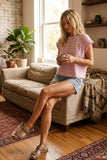 Striped Cap Sleeve Relaxed Fit Top