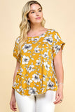 PLUS SIZE SHORT SLEEVE DOLMAN YELLOW TOP
