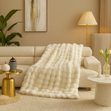 Ivory Bubble Faux Fur Throw Blanket – 50" x 60"