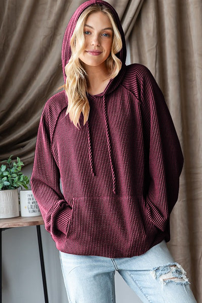 Feeling Good Hoodie Plus - Burgundy