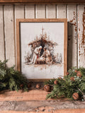 Nativity Scene Vintage Wood Sign