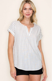 SPLIT NECK STRIPED TOP