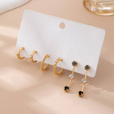Gold-Tone Mixed Crystals & Black Gems Earring Set