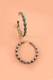 WESTERN TURQ STONE HOOP EARRINGS