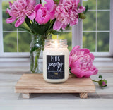 13 oz Mason Jar Candle: Pink Peony