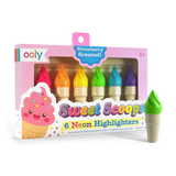 Sweet Scoops: Neon Highlighters - Strawberry Scent (Set of 6